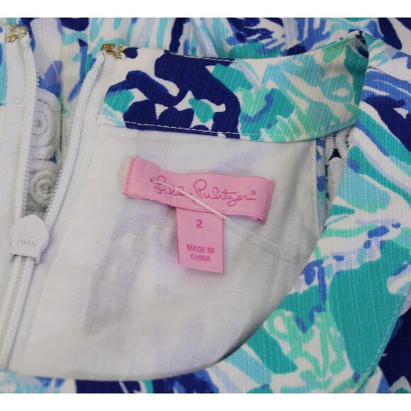 Lilly Pulitzer Ashyln Shift Dress Elephant Appeal Tropical Turquoise Size 2 - Picture 3 of 8
